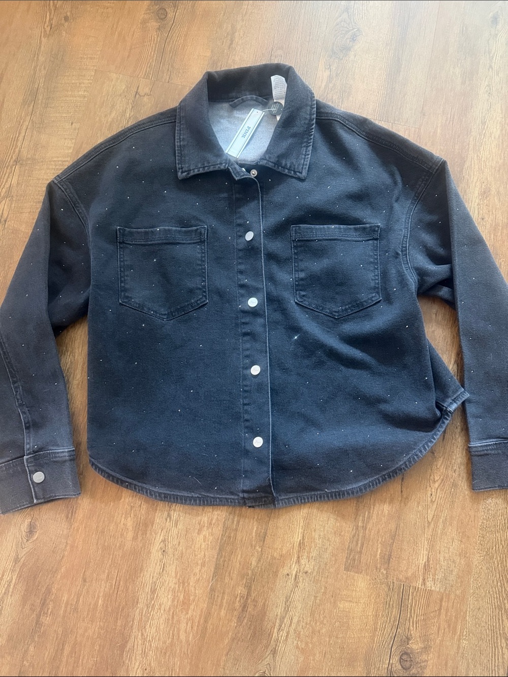 PINK Victoria's Secret Black Denim Snap Jacket